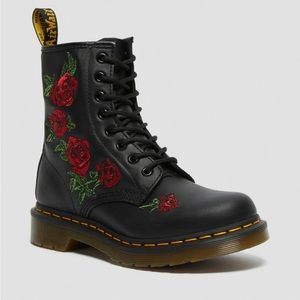 Dr. Martens 1460 Vonda Floral Leather Lace Up Boots - Size: 8